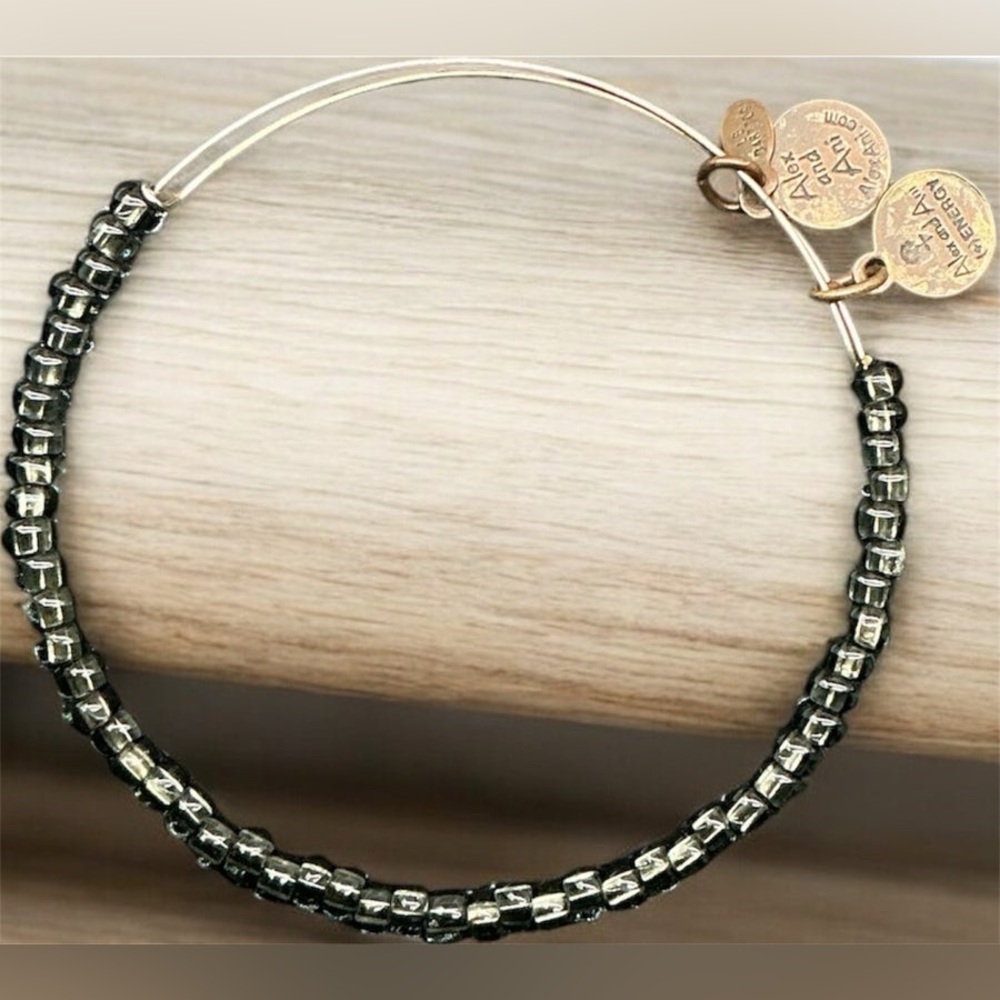 Alex and Ani black rocker beaded slider bracelet